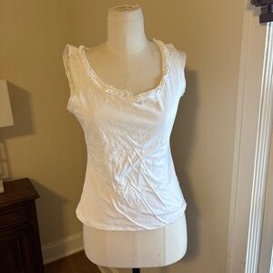 Luisa Spagnoli White Ruffled Tank Top